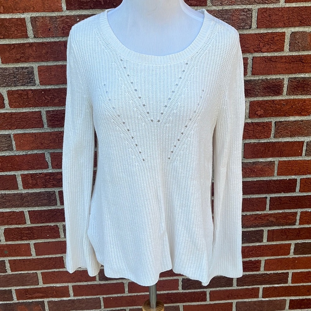 Loft White Bell Sleeve Sweater